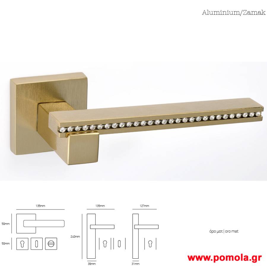 143 Πομολο πορτας ορο ματ ορο με swarovski msvl